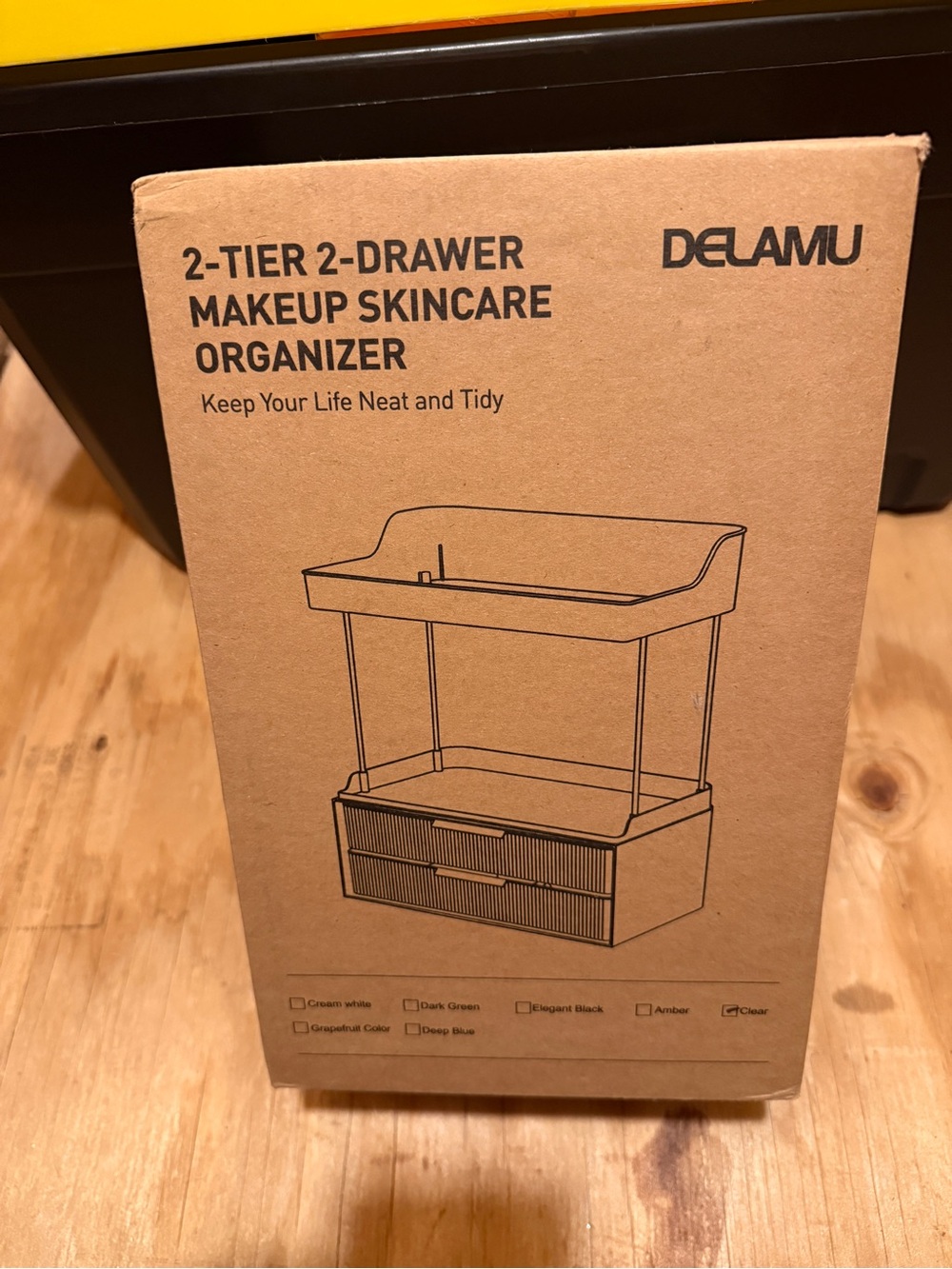 DELAMU 2-Tier 2-Drawer Makeup Skincare Organizer - Brown Kraft Box